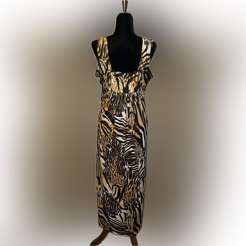 Ruby Rd. Animal Print Ruched Maxi Sundress size M - Picture 3 of 10